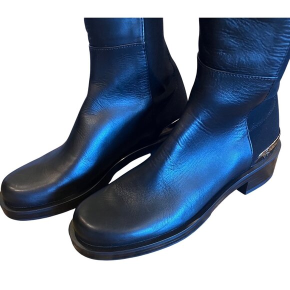 Stuart Weitzman 5050 Bold Logo Boots Rare Silver Heel Emblem Size 5.5 Brand New - Picture 11 of 16